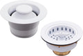 Westbrass CO2175-50 Combo Pack 3-1/2' Wing Nut Twist Style Large Kitchen Sink Basket Strainer and Waste Disposal Drain Flange with Stopper, Powder Coat Whte