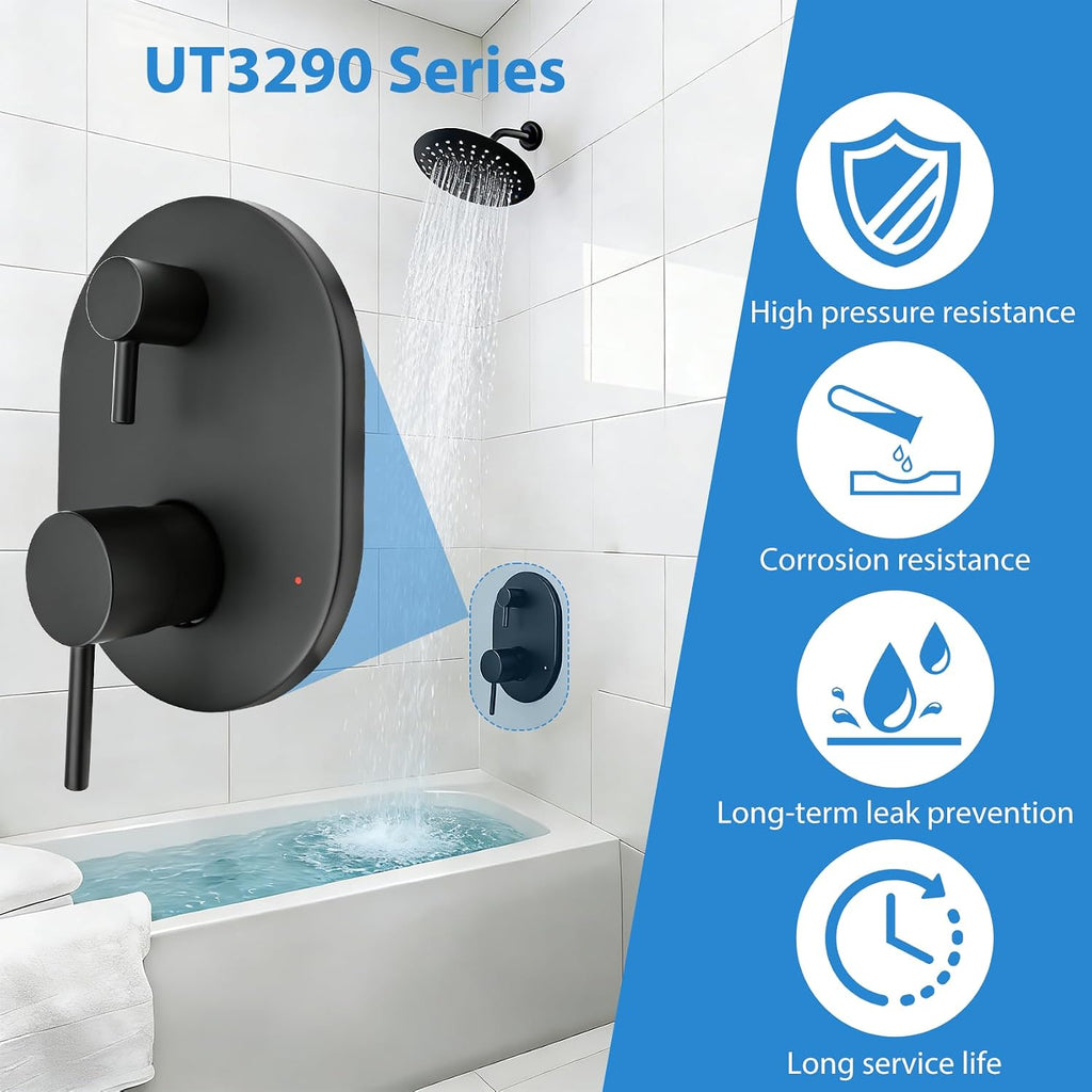 UT3290BL Shower Valve Trim Kit for Moen Align Matte Black M-CORE 3-Series 2-Handle Shower Faucet Trim, Shower Handle UT3290 UT3290BN UT3290BG, Include 1213 Cartridge, U232 U362 Valve Required. -2 Year