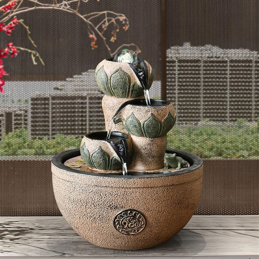 GLigeT Tabletop Fountain Attract Wealth Simple Feng Shui Ball Desktop Fountain Streaming Water Ornaments Home Living Room Circulating Water Business Gifts Water Fountain Decor