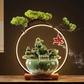 Tabletop Fountain with Light Waterfall Fountain with Backflow Incense Burner Desktop Zen Water Fountain Ceramic Fish Tank Indoor Water Fountain for Home Office Without Plants.(Style2)