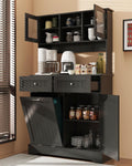 Tilt Out Trash Cabinet,Storage Cabinet,Two Solid Wood Hideaway Trash Holder Drawers,Wooden Freestanding Recycling Cabinets,Trash Can for Kitchen,Black