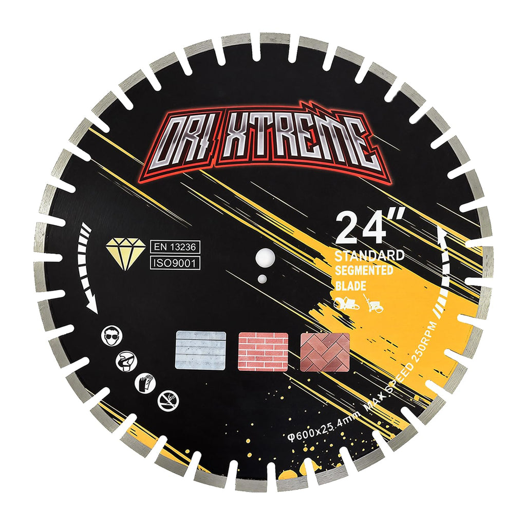 24 Inch Diamond Concrete Saw Blade, Segmented General Purpose Blade Dry/Wet Cutting Concrete, Reinforced Concrete, Green Concrete, Masonry 1' Arbor