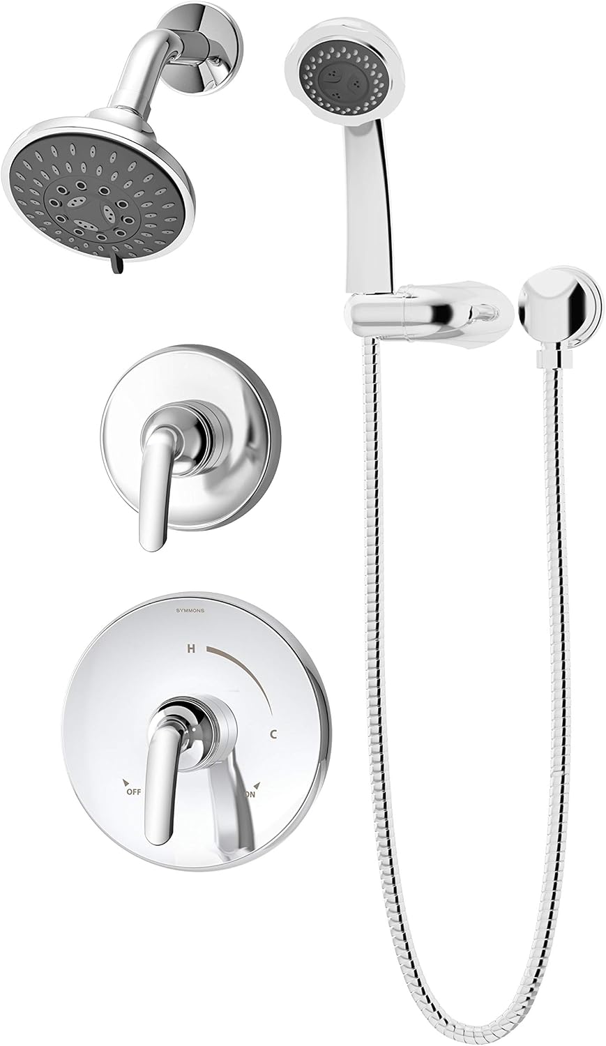 Symmons 5505-1.5-TRM Elm 2-Handle 5-Spray Shower Trim with 3-Spray Hand Shower in Polished Chrome (Valves Not Included)