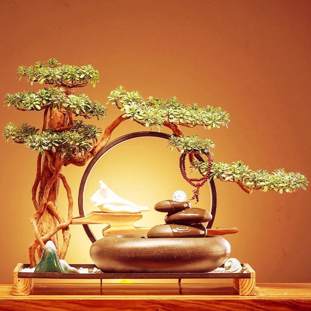GUERNSEY Tabletop Fountain Living Room Desktop Water Ornaments Backflow Incense Desktop Circulating Water Fountain Creative Desktop Ornaments Indoor Fountain