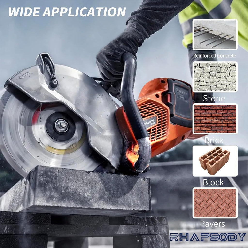RHAPSODY 18 Inch Laser Welded Diamond Saw Blade, Segmented Premium Diamond Blade General Purpose Dry/Wet Cutting Concrete, Reinforced Concrete, Masonry, Brick, Block, Stone 1' Arbor