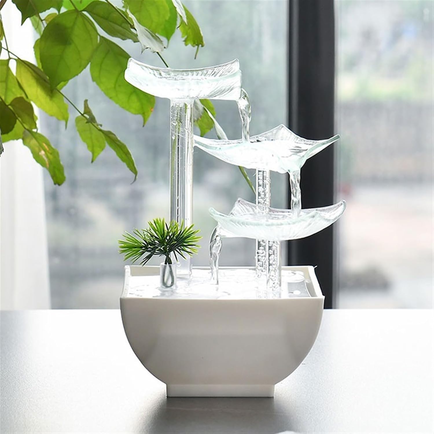 GLigeT Tabletop Fountain Ornaments Office Fortune Simple Small Desktop Decorations Living Room High-Grade Circulating Water Fountain Water Fountain Decor