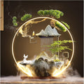 GUERNSEY Tabletop Fountain Chinese Creative Circulating Water Fountain Fortune-attracting Ornaments Living Room Office Desktop Atomizing Humidifier Indoor Fountain(B)