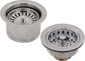 Westbrass CO2196S-05 COMBO PACK 3-1/2' Post Style Large Kitchen Sink Basket Strainer and Extra-Deep Collar Kitchen Sink Waste Disposal Flange with Strainer Stopper, Polished Nickel