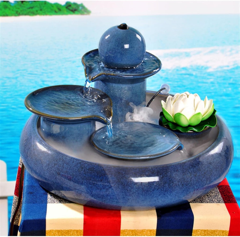 HIHELO Tabletop Fountain Running Water Desktop Decoration Creative Fountain Humidifier Living Room Ceramic Home Office Desktop Decoration Indoor Fountain (Color : Brass)