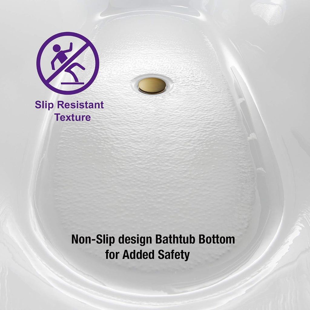 WOODBRIDGE 67' Acrylic Freestanding Bathtub Contemporary Soaking White Tub with Brushed Gold Overflow and Drain，BTA1528-BG