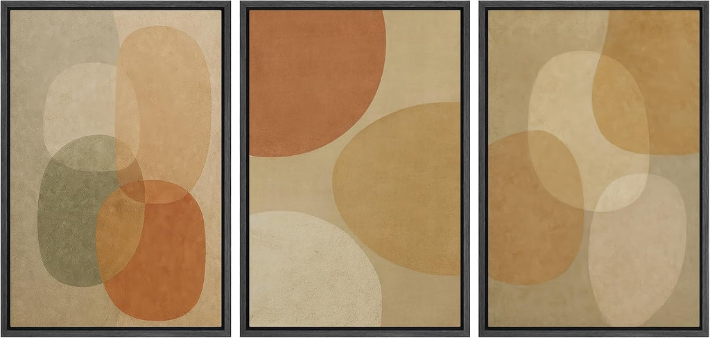 SIGNLEADER Framed Canvas Print Wall Art Set Boho Neutral Abstract Shapes Illustrations Modern Art Boho Decorative for Living Room, Bedroom, Office - 24'x36'x3 BLACK