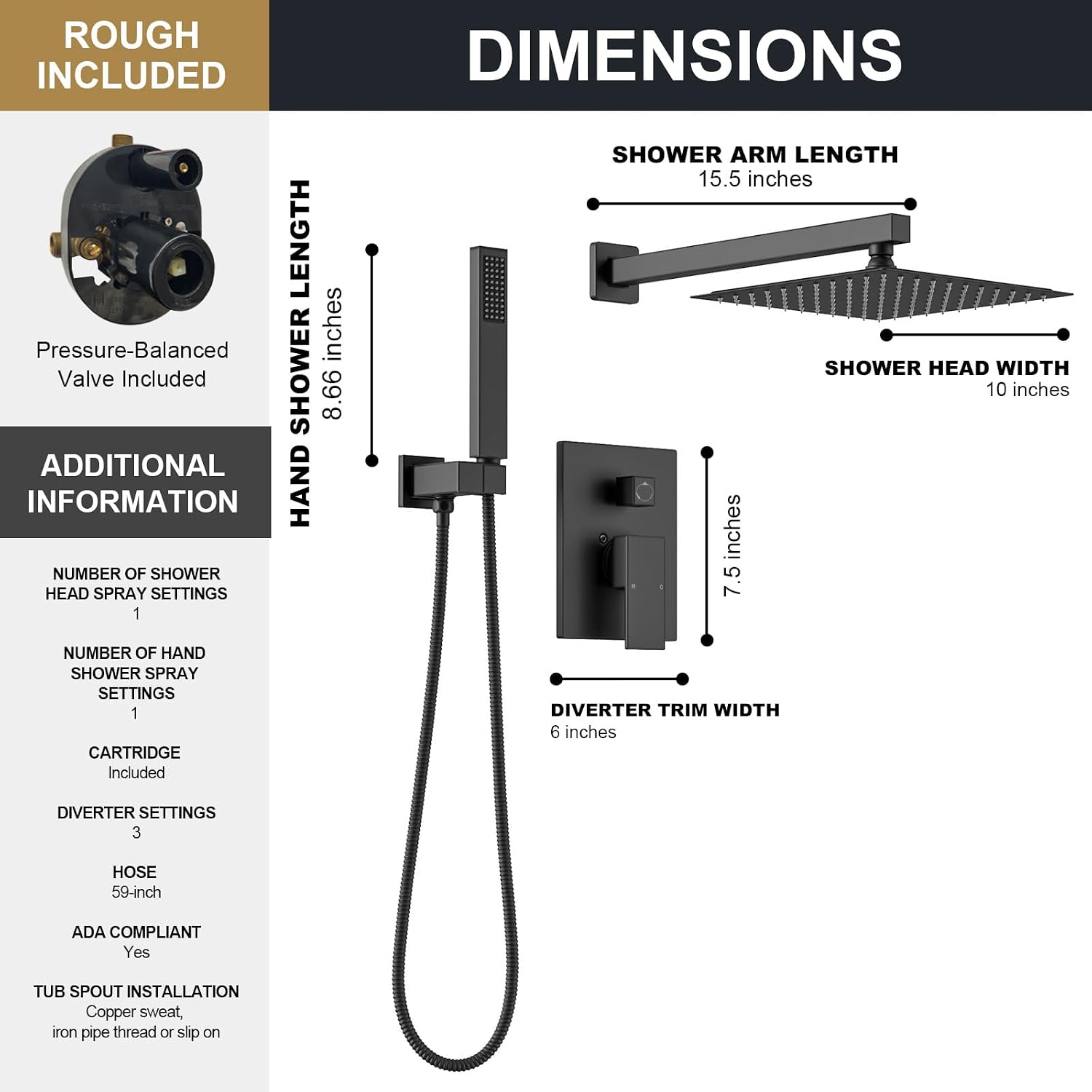 Lava Odoro 2-Setting Shower Faucet Set and Bathroom Faucet, Matte Black