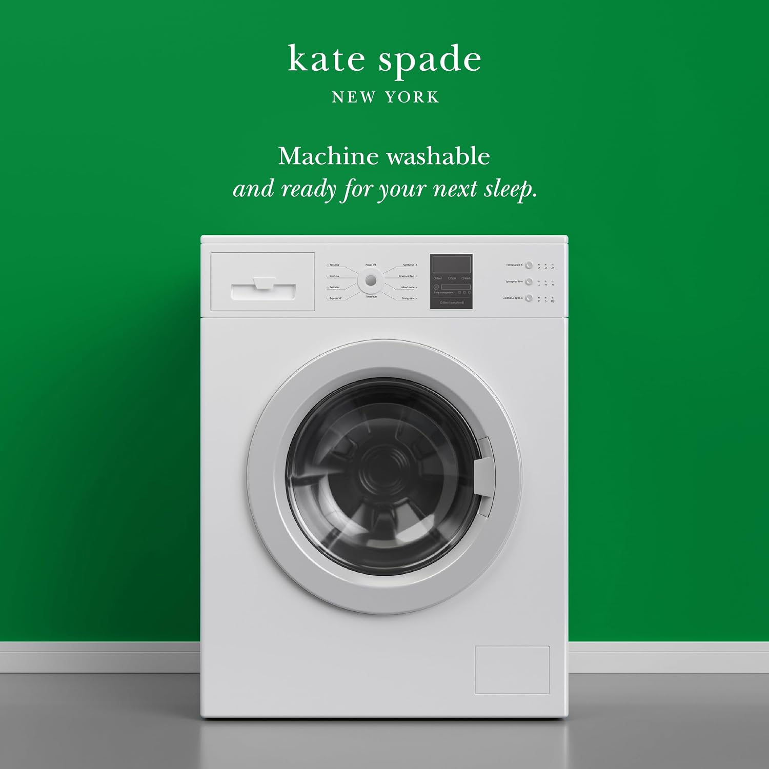 kate spade new york Color Block Full/Queen Comforter Set, 300 Thread Count and 100% Cotton Cover, All Season 3 Piece Reversible Bedding Set, Machine Washable, Navy, Green and White