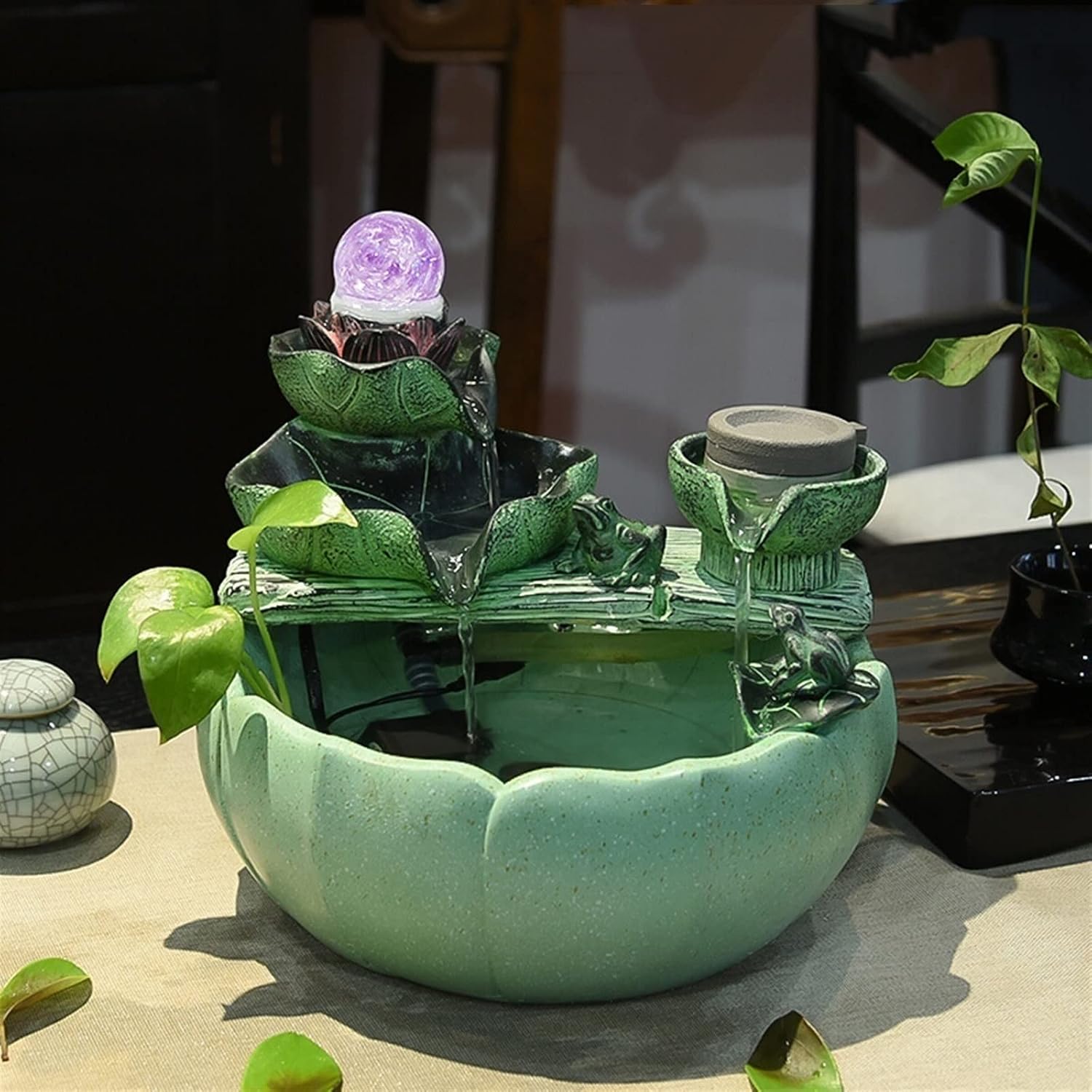 HIHELO Tabletop Fountain Tabletop Fountain Living Room Desktop Running Water Decoration Office Desktop Fountain Decoration with Atomizer Indoor Fountain