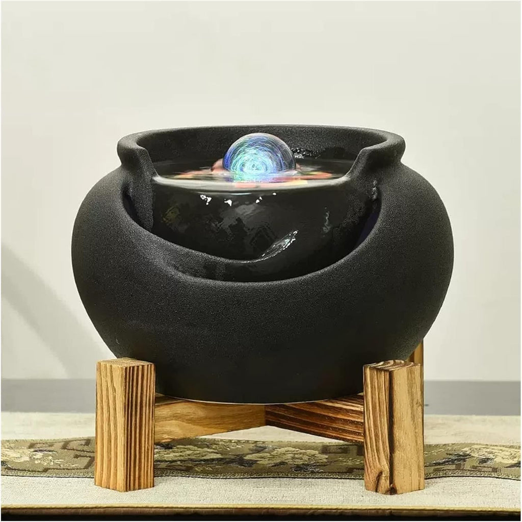 HIHELO Desktop Fountain Ceramic Table Top Fountain Home Decor Tabletop Fountain Office Garden Ceramic Fountain for Indoor Use Water Fountain Outdoor