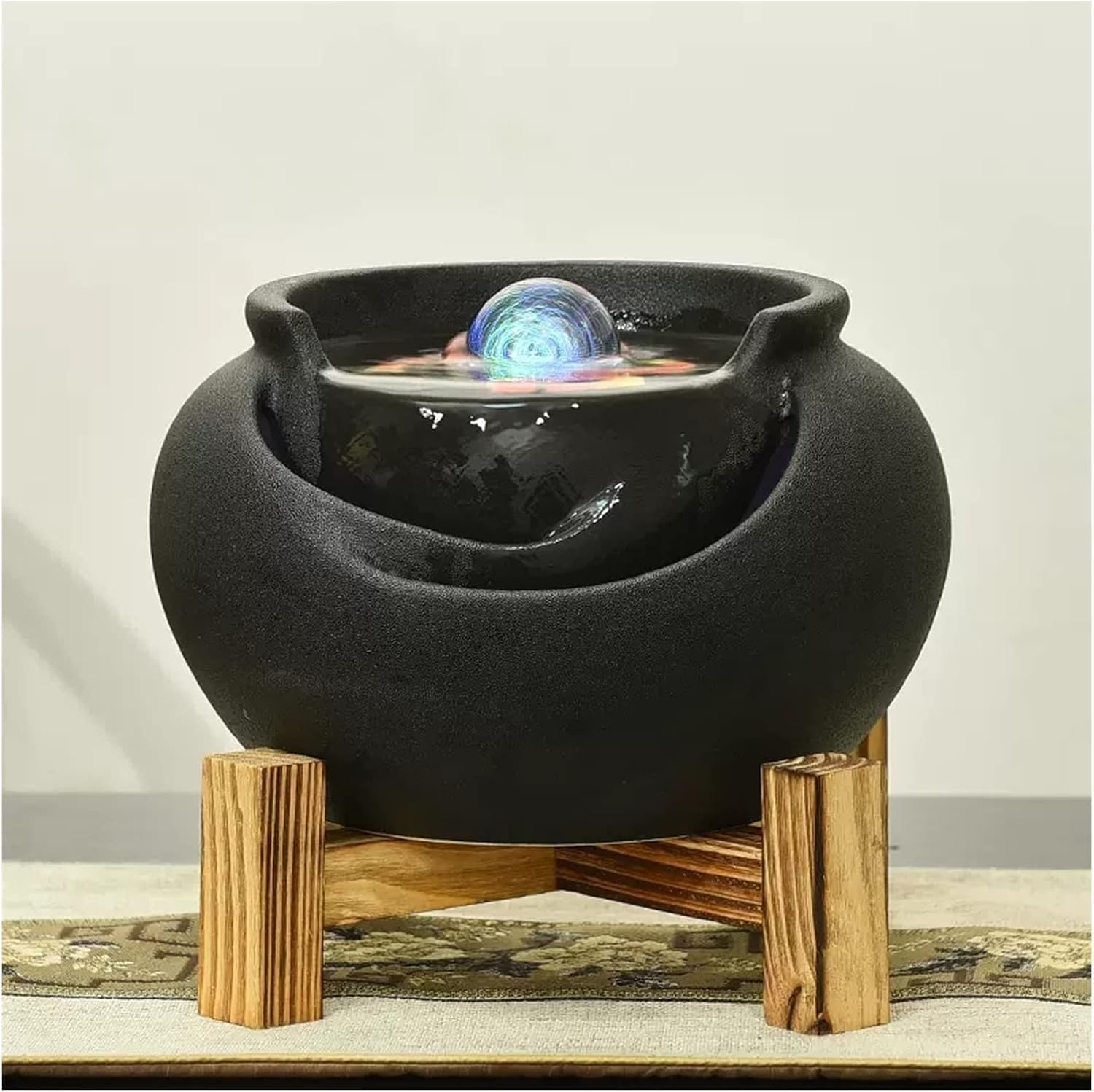 HIHELO Desktop Fountain Ceramic Table Top Fountain Home Decor Tabletop Fountain Office Garden Ceramic Fountain for Indoor Use Water Fountain Outdoor