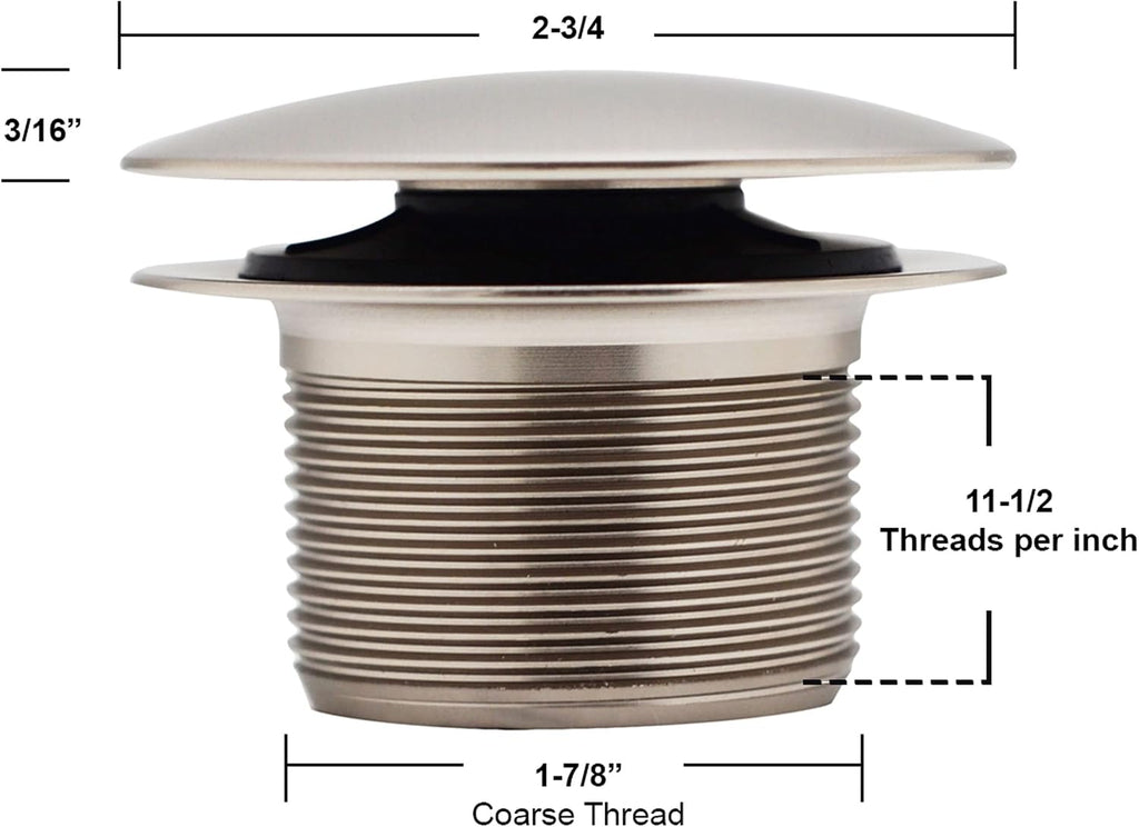 Westbrass D398RK-50-20 1-1/2' NPSM Coarse Thread Mushroom Tip-Toe Bathtub Drain Stopper with Illusionary Overflow Faceplate, Stainless Steel (50-Pack)