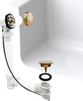 Westbrass A50P35BJ-01 1-1/2' Sch. 40 PVC 35' Cable Driven Bath Waste Kit with Ball Joint Head and Brass Trim Drain Kit, Polished Brass