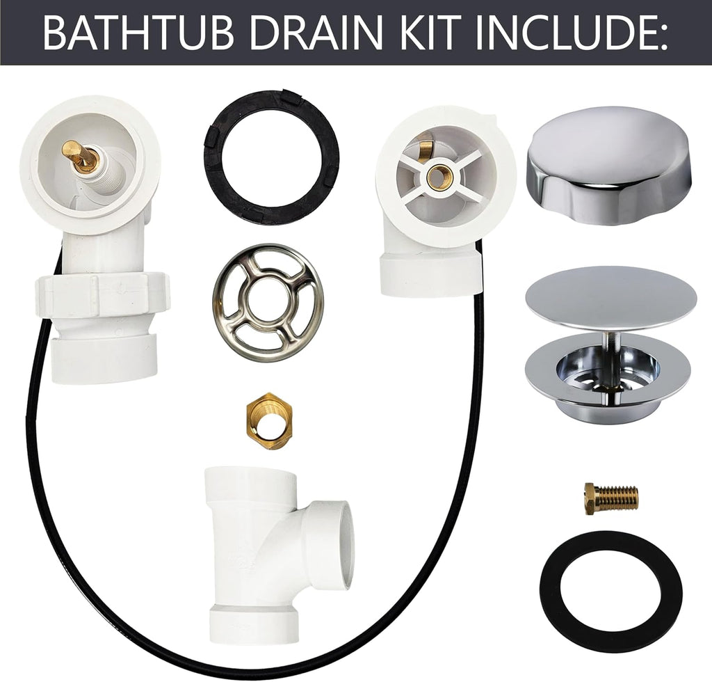 Westbrass A50P35BJ-26 1-1/2' Sch. 40 PVC 35' Cable Driven Bath Waste Kit with Ball Joint Head and Brass Trim Drain Kit, Polished Chrome