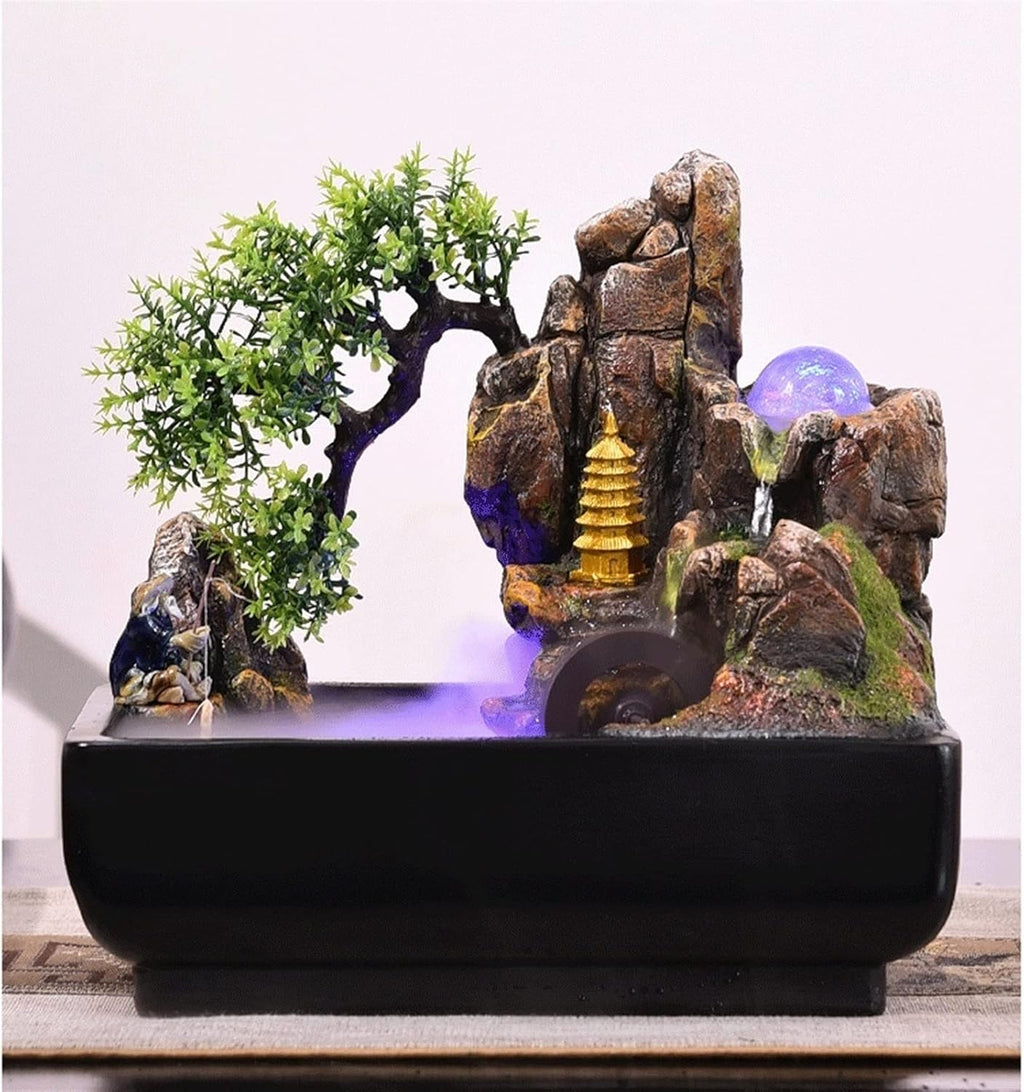 HIHELO Tabletop Fountain Desktop Rockery Fountain Office Lucky Fountain Desktop Waterfall Fountain Indoor Water Decorative Fountain Indoor Fountain (Size : No Atomizer)