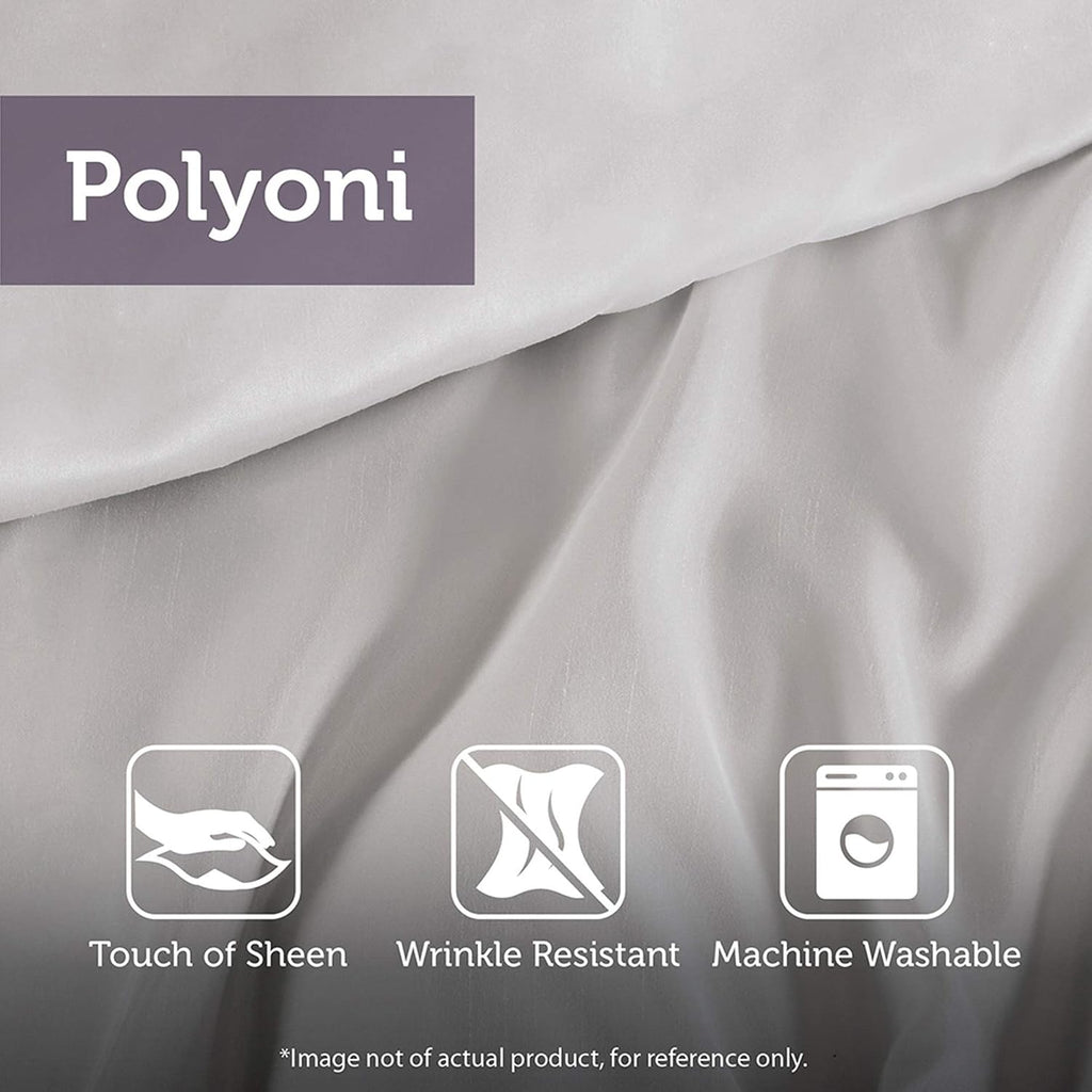 Madison Park Serene Faux Silk Comforter Set - Floral Embroidery Design, All Season Bedding Set, Matching Bed Skirt, Decorative Pillows, Purple Queen(90'x90') 7 Piece