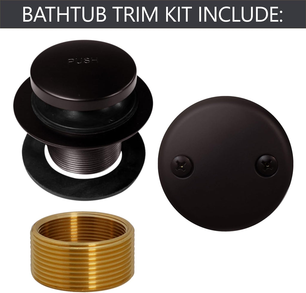 Westbrass D93K-50-12 Universal Fine or Coarse Thread Replacement Bathtub Tip-Toe Drain Plug with 2-Hole Faceplate, 50-Pack, Oil Rubbed Bronze, 50 Count