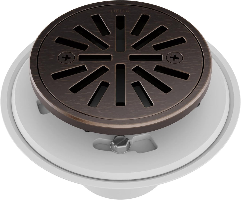 Delta 4 Inch Oil Rubbed Bronze Tile-In Round Shower Floor Drain with Gasket and Removable Drain Gate, Venetian Bronze DT061411-RB