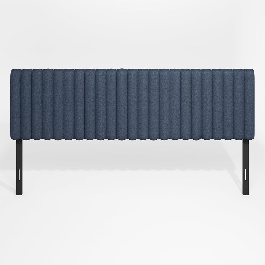 Furinno Roanne Headboard King Size, Tufted Upholstered Wooden Headboard, Bed Frame Mount Head Board, Easy Assembly, for Bedroom, Dorm, Blue Denim