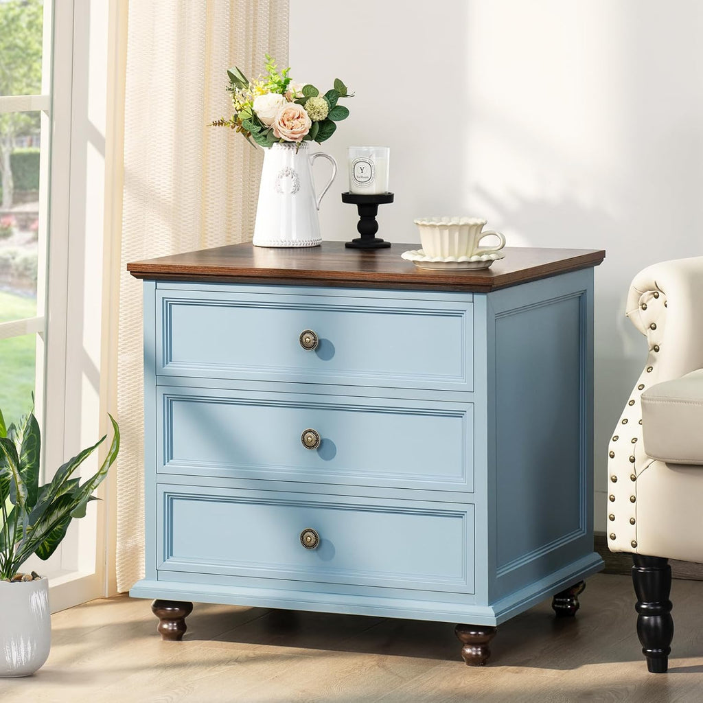 Joaxswe Farmhouse Dresser and Nightstand Sets 3 Piece, Nightstands Set of 2 and 7 Drawers Dressers for Bedroom, 54' Wide Dresser and 24' Inch Night Stand Set for Bedroom, Living Room, Hallway