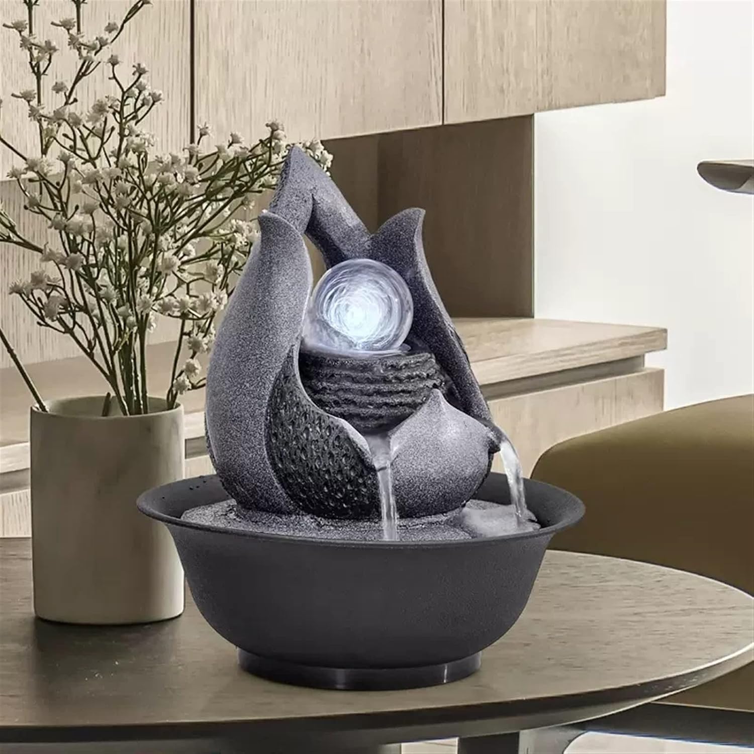 HIHELO Tabletop Fountain Tabletop Fountain Indoor Flowing Water Decorative Fountain Home Decoration Circulating Water Ornament Desktop Lucky Fountain Indoor Fountain