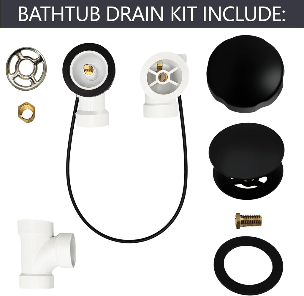 Westbrass PVC 45' Cable Drive Bath Waste & Overflow, Matte Black, D50P45-62
