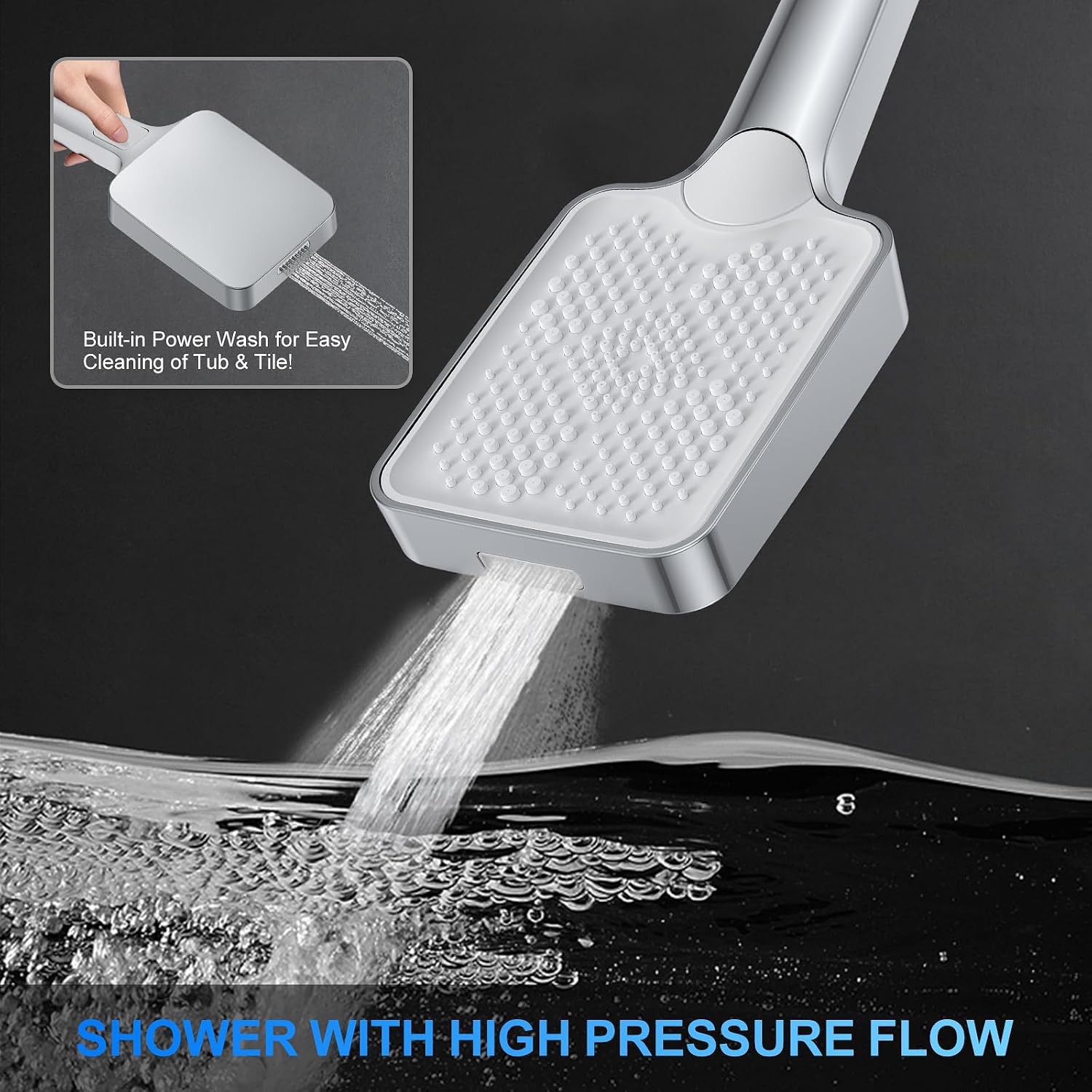 Shower Faucet Set, 12' Ceiling Mount Rainfall Shower System with 2 Rain Shower Head and Multi-function Handheld Head Push Button Diverter Shower Faucet Trim Kit (12', Polished Chrome)