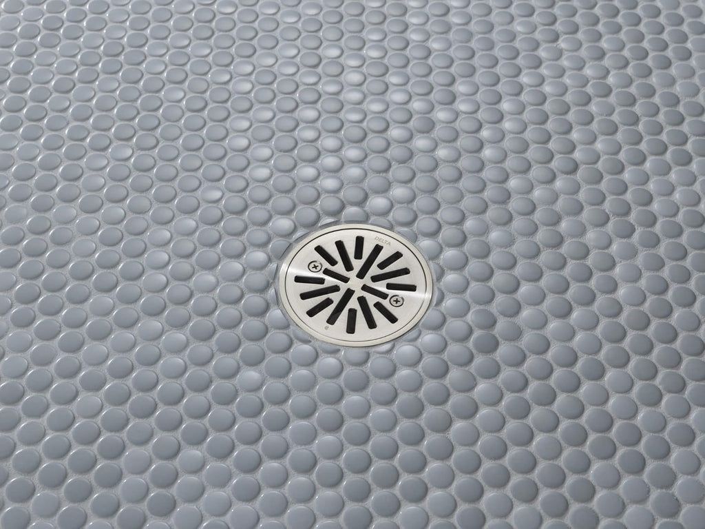 Delta 4 Inch Brushed Nickel Round Tile-In Round Shower Floor Drain with Gasket and Removable Drain Gate, Stainless DT061411-SS
