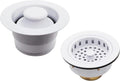Westbrass CO2185-50 Combo Pack 3-1/2' Post Style Large Kitchen Sink Basket Strainer and Waste Disposal Drain Flange with Stopper, Powder Coat White