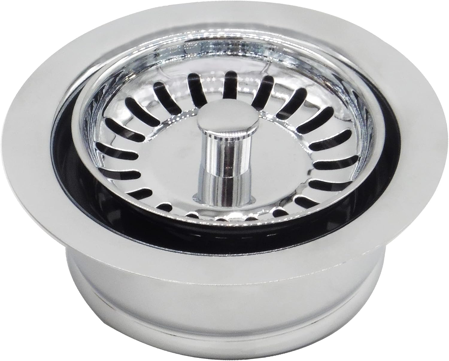 Westbrass CO2165S-26 COMBO PACK 3-1/2' Post Style Large Kitchen Sink Basket Strainer and Waste Disposal Drain Flange with Basket Strainer, Polished Chrome