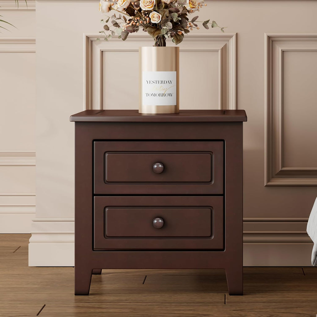 Harper & Bright Designs Bedroom Set Furniture, 3-Pieces Bedroom Sets, Queen Size Wood Platform Bed and 2 Nightstands, Dark Walnut