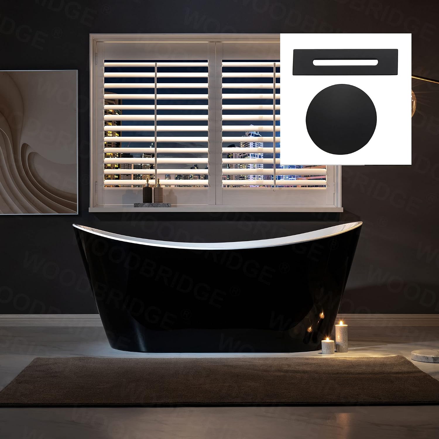 WOODBRIDGE BTA1815-MB Bathtub, Black/Matte Black