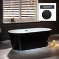 WOODBRIDGE 67' Acrylic Freestanding Bathtub Contemporary Soaking Black Tub with Matte Black Overflow and Drain,Black,B1813MB