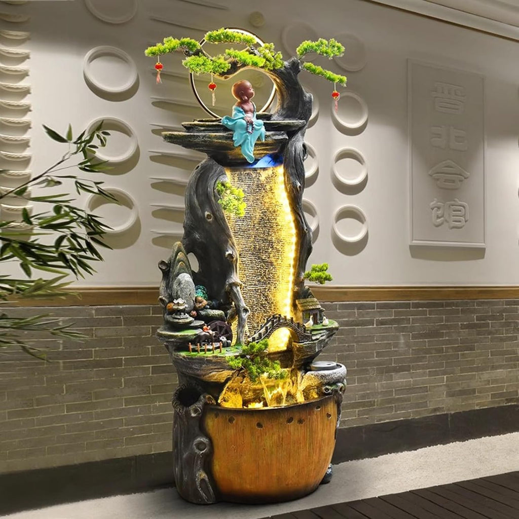 Tabletop Fountain Flowing Water Decorations Circular Floor Ceiling Living Room Office Rockery Housewarming Gift Decorations Pastoral Scenery Floor Ceiling Decorations Tabletop Water Fountain