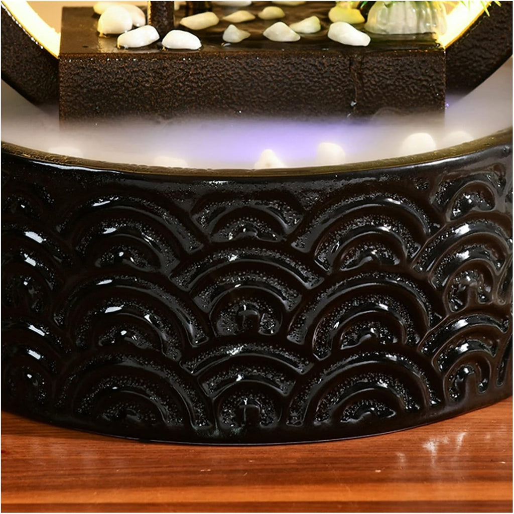Jinyi2016Shop Desktop Fountain Tabletop Fountain with Light Ceramic Circulating Water Fountain Decoration Home Living Room Interior Creative Desktop Landscape Relaxa