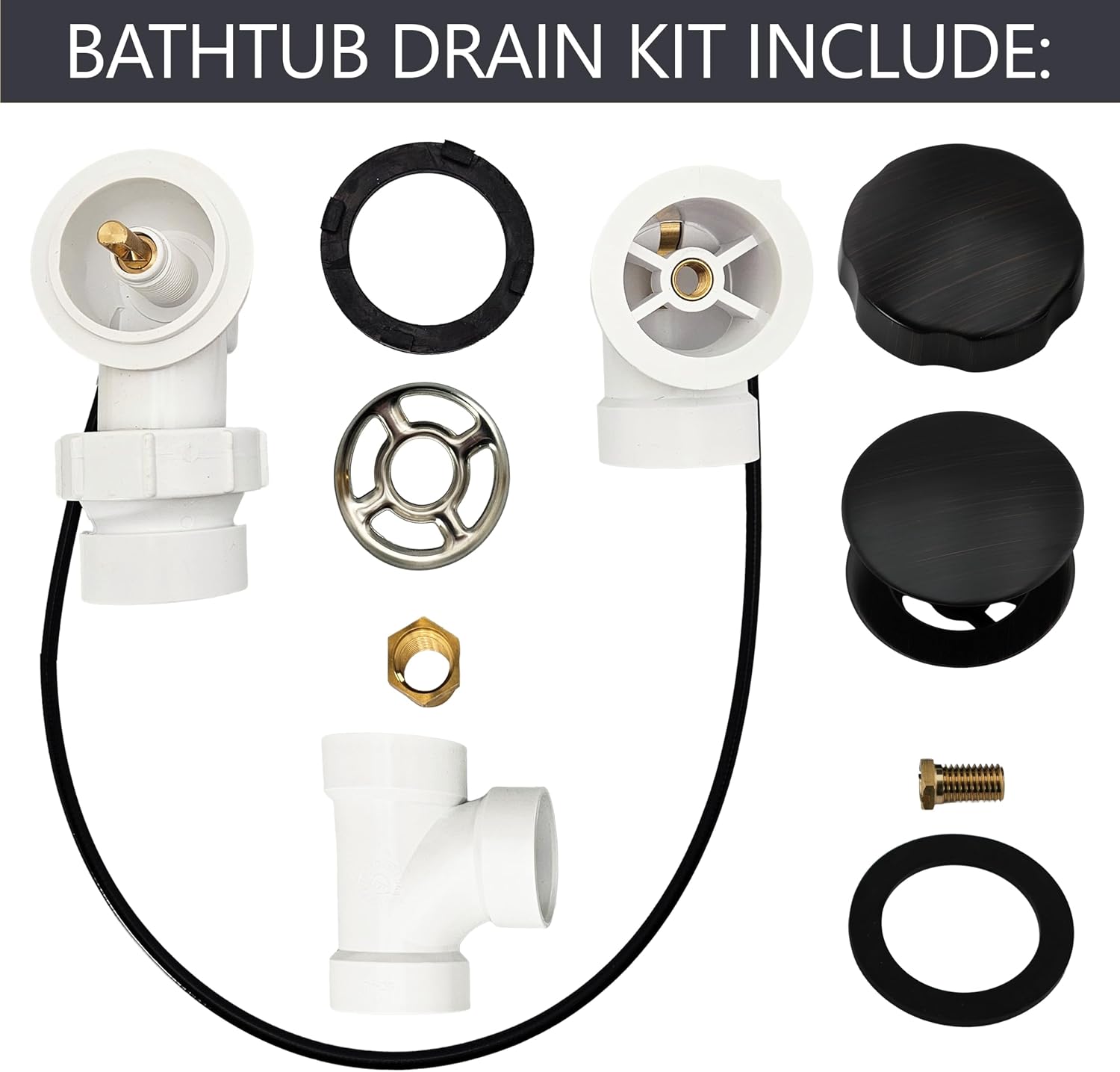 Westbrass A50P35BJ-12A 1-1/2' Sch. 40 PVC 35' Cable Driven Bath Waste Kit with Ball Joint Head and Brass Trim Drain Kit, Antique Bronze