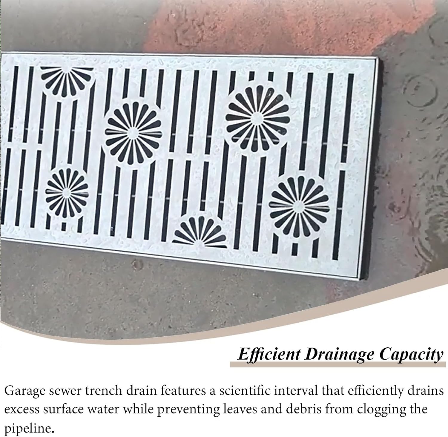 UrbanUp French Drain Kit Steel Grates for Driveway, Efficient Drainage Drain Strainers Grate, Storm Drain Strainer for Garbage Disposal, Multi-Size(45x45x3cm(17 3/4x17 3/4x1 1/8'))