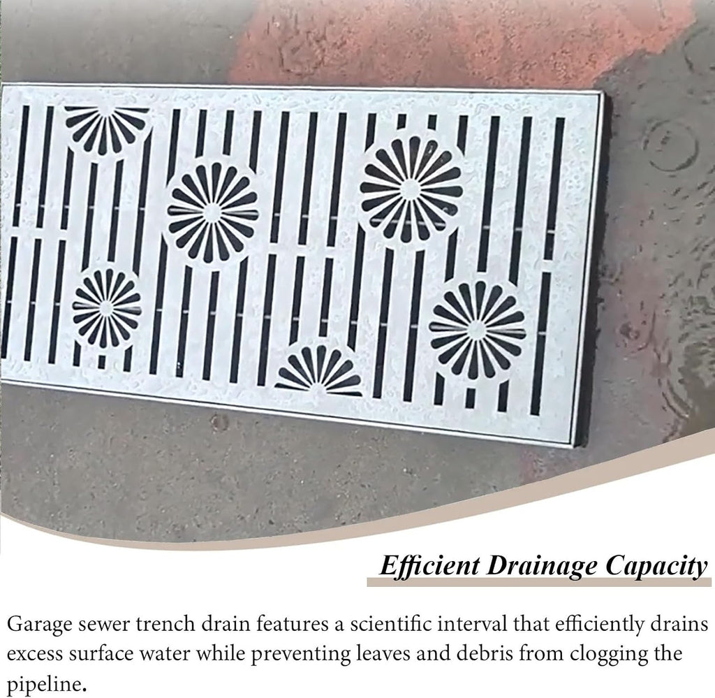 UrbanUp French Drain Kit Steel Grates for Driveway, Efficient Drainage Drain Strainers Grate, Storm Drain Strainer for Garbage Disposal, Multi-Size(35x35x3cm(13 3/4x13 3/4x1 1/8'))