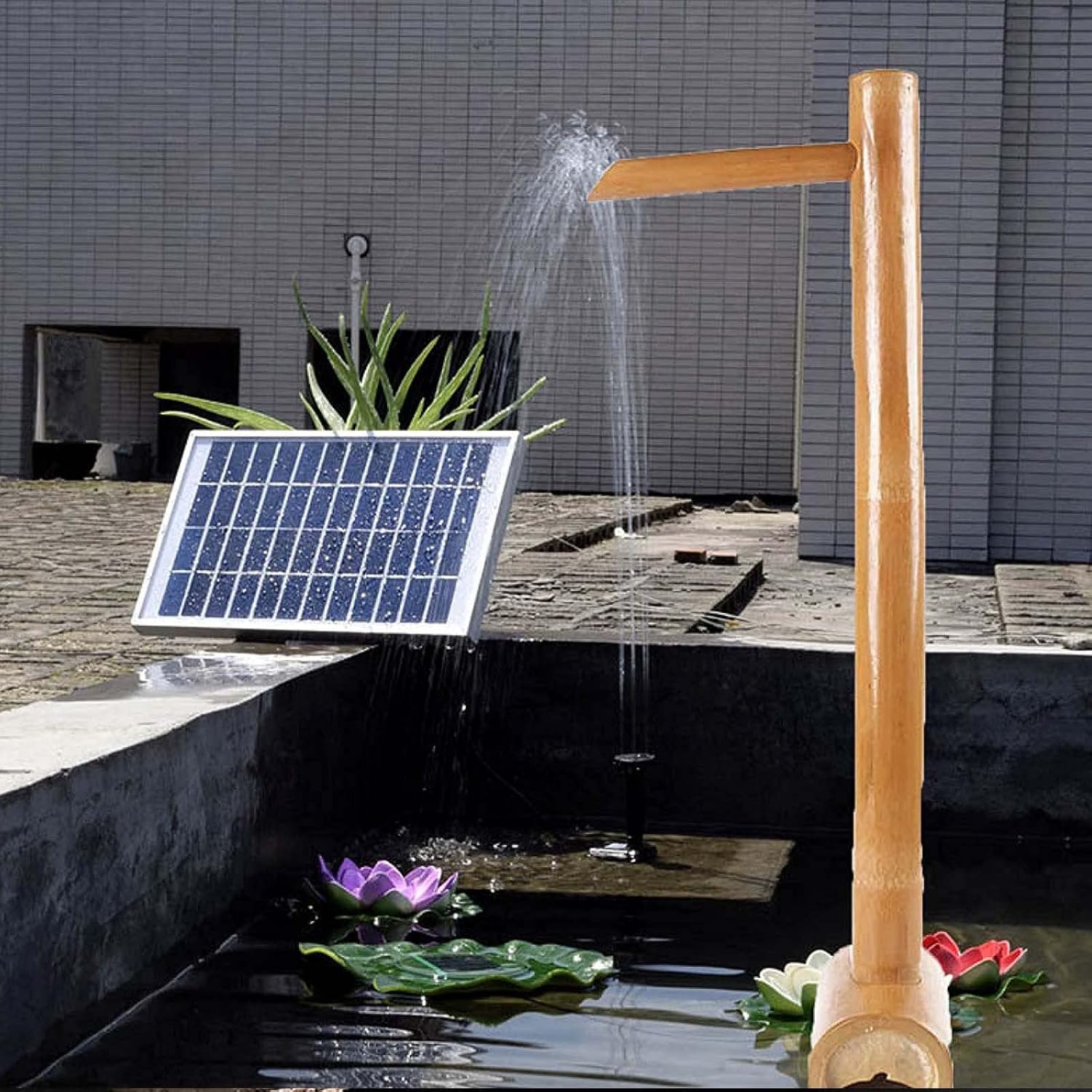 Bamboo Fountain Kit with Pump Bamboo Fountain Decor Garden Fountain Outdoor Garden Water Feature, Height 50 cm Garden Fountain for Outside Bamboo Fountain