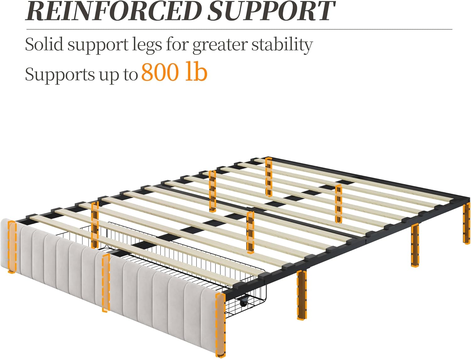 Yaheetech Queen Bed Frame Upholstered Platform Bed with 3 Storage Drawers, Large Storage Space/Strong Wooden Slats/Non-Slip and Noise-Free/No Fixed Headboard/No Box Spring Needed/Beige Queen Bed