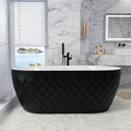 59' Acrylic Freestanding Bathtub，Double Ended Shape lozenge texture Bathtub with Integrated Slotted Overflow, Toe-Tap Chrome Drain, cUPC Certified,Black