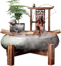 HIHELO Desktop Fountain Ceramic Water Device Desktop Decoration Fengshui Lucky Fountain Office Living Room Porch Tabletop Fountain Decoration Water Fountain Outdoor
