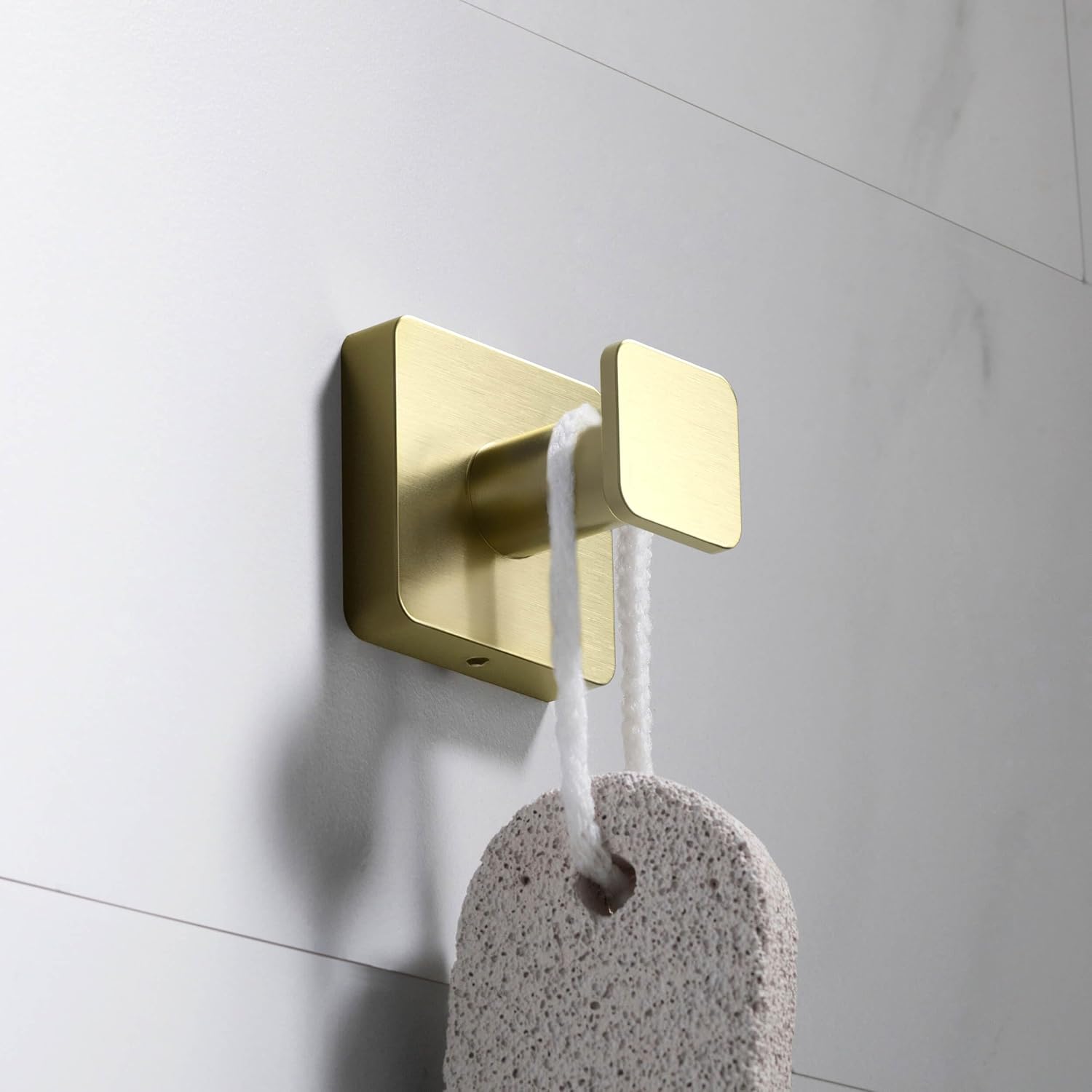 KIBI Blaze 4-Piece Bathroom Hardware Set – Includes Towel Bar, Toilet Paper Holder & 2 Robe Hook, Solid Brass, Wall-Mounted, Rust-Resistant, Modern Bath Accessories (Brushed Gold, KBA16-4-1)
