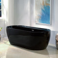 WOODBRIDGE 72' L x 35-3/8' W Freestanding Contemporary Acrylic Soaking Bathtub in Glossy Black Inside and Outside with Brushed Nickel Drain & Overflow,B8859-BN