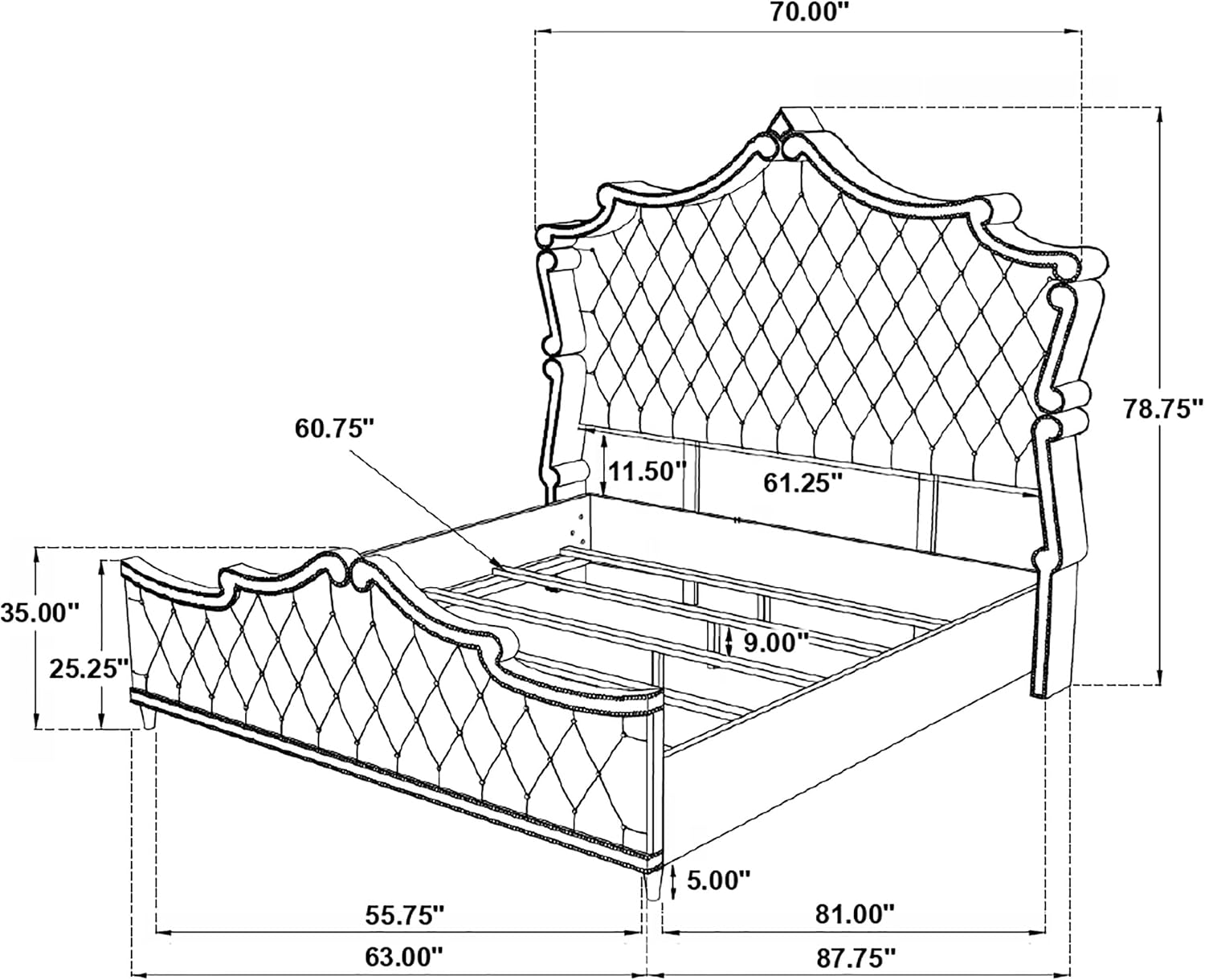 Coaster Home Furnishings Antonella Modern Classic 4-Piece Bedroom Set Velvet Upholstered Queen Size Panel Bed Frame 79-inch Headboard Ivory and Camel 223521Q-S4